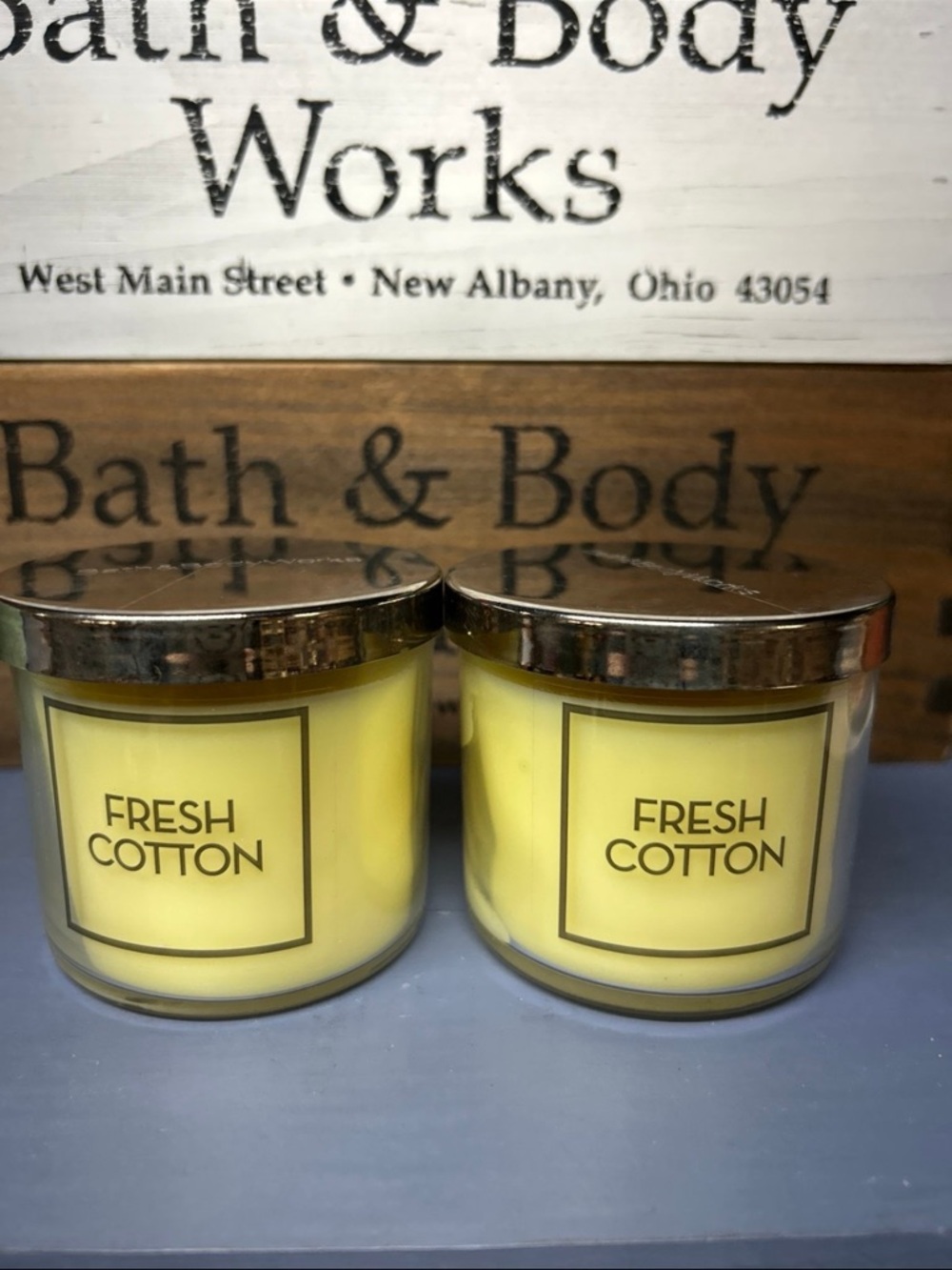 FRESH COTTON Tester 4oz Candle SET (2) - RARE! - Bath & Body Works